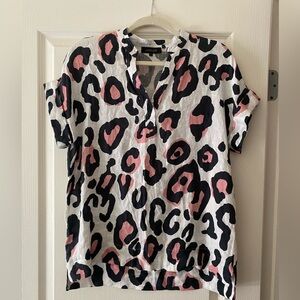 Vintage Linen V neck Jaeger Blouse size 10